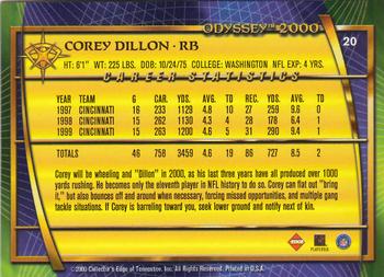 2000 Collector's Edge Odyssey #20 Corey Dillon Back