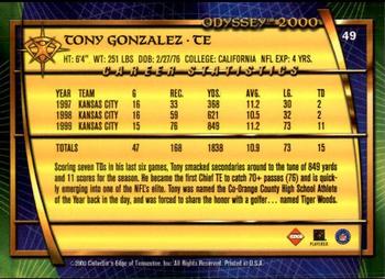 2000 Collector's Edge Odyssey #49 Tony Gonzalez Back