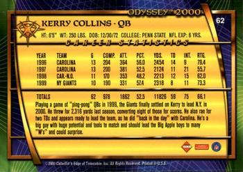 2000 Collector's Edge Odyssey #62 Kerry Collins Back