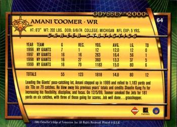 2000 Collector's Edge Odyssey #64 Amani Toomer Back