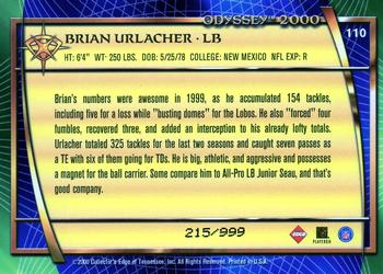 2000 Collector's Edge Odyssey #110 Brian Urlacher Back