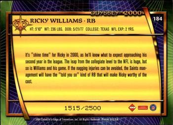 2000 Collector's Edge Odyssey #184 Ricky Williams Back