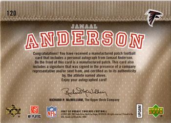 2007 SP Rookie Threads - Rookie Lettermen Silver #120 Jamaal Anderson Back