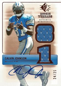 2007 SP Rookie Threads - Rookie Threads Autographs #RT-CJ Calvin Johnson Front