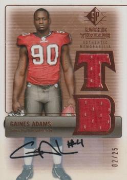 2007 SP Rookie Threads - Rookie Threads Autographs #RT-GA Gaines Adams Front