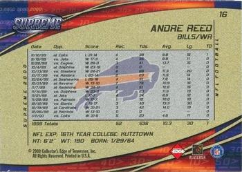 2000 Collector's Edge Supreme #16 Andre Reed Back