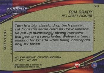 2000 Collector's Edge Supreme #176 Tom Brady Back