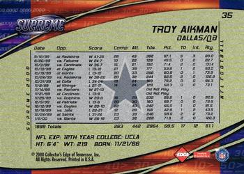 2000 Collector's Edge Supreme #35 Troy Aikman Back