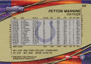2000 Collector's Edge Supreme #59 Peyton Manning Back
