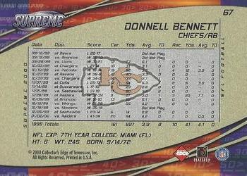 2000 Collector's Edge Supreme #67 Donnell Bennett Back