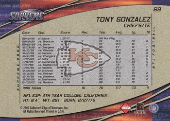 2000 Collector's Edge Supreme #69 Tony Gonzalez Back