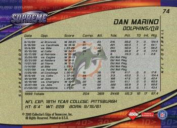 2000 Collector's Edge Supreme #74 Dan Marino Back