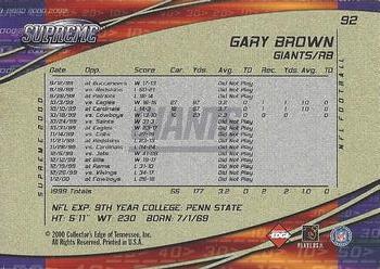 2000 Collector's Edge Supreme #92 Gary Brown Back
