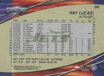 2000 Collector's Edge Supreme #98 Ray Lucas Back