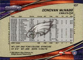 2000 Collector's Edge Supreme #107 Donovan McNabb Back