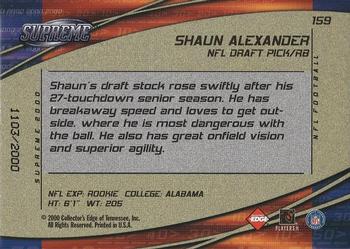 2000 Collector's Edge Supreme #159 Shaun Alexander Back
