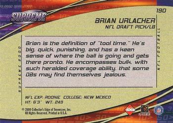 2000 Collector's Edge Supreme #190 Brian Urlacher Back