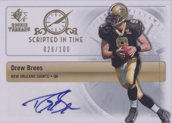 2007 SP Rookie Threads - Scripted in Time Autographs #SIT-DR Drew Brees Front