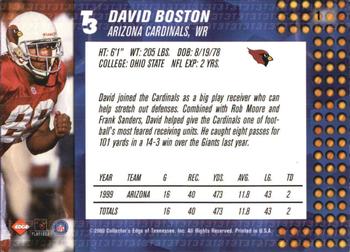 2000 Collector's Edge T3 #1 David Boston Back