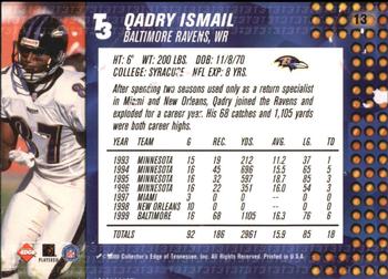 2000 Collector's Edge T3 #13 Qadry Ismail Back