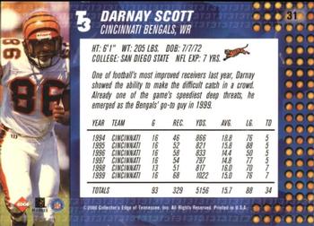 2000 Collector's Edge T3 #31 Darnay Scott Back