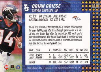2000 Collector's Edge T3 #43 Brian Griese Back