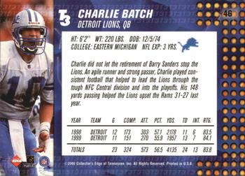 2000 Collector's Edge T3 #46 Charlie Batch Back