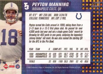 2000 Collector's Edge T3 #59 Peyton Manning Back