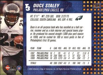 2000 Collector's Edge T3 #104 Duce Staley Back