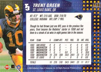 2000 Collector's Edge T3 #113 Trent Green Back