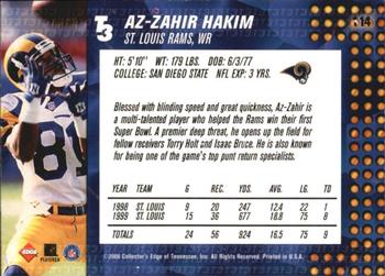 2000 Collector's Edge T3 #114 Az-Zahir Hakim Back