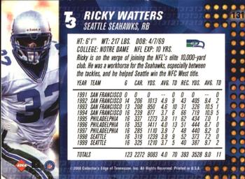 2000 Collector's Edge T3 #131 Ricky Watters Back