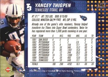 2000 Collector's Edge T3 #142 Yancey Thigpen Back