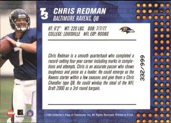 2000 Collector's Edge T3 #155 Chris Redman Back
