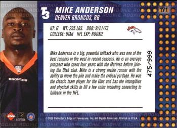 2000 Collector's Edge T3 #171 Mike Anderson Back