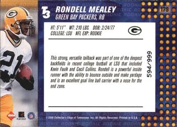 2000 Collector's Edge T3 #179 Rondell Mealey Back