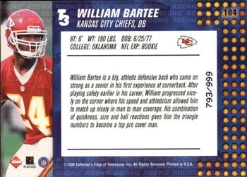 2000 Collector's Edge T3 #184 William Bartee Back