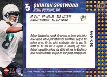 2000 Collector's Edge T3 #188 Quinton Spotwood Back