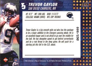2000 Collector's Edge T3 #213 Trevor Gaylor Back