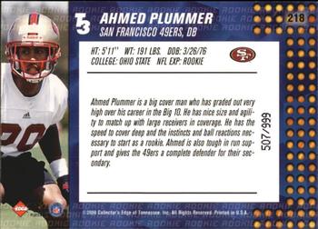 2000 Collector's Edge T3 #218 Ahmed Plummer Back