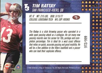 2000 Collector's Edge T3 #219 Tim Rattay Back
