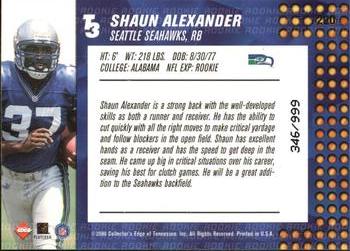 2000 Collector's Edge T3 #220 Shaun Alexander Back