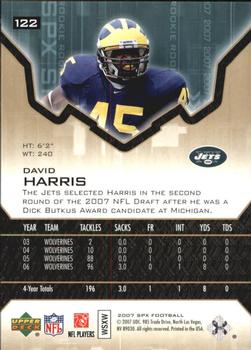 2007 SPx - Gold Holofoil Rookies #122 David Harris Back