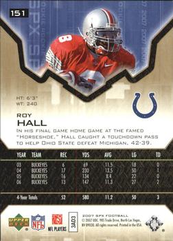 2007 SPx - Gold Holofoil Rookies #151 Roy Hall Back