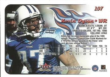 2000 SkyBox Dominion #107 Kevin Dyson Back