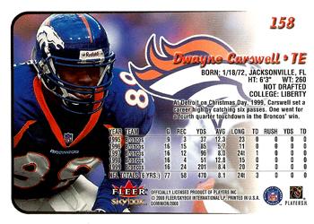 2000 SkyBox Dominion #158 Dwayne Carswell Back
