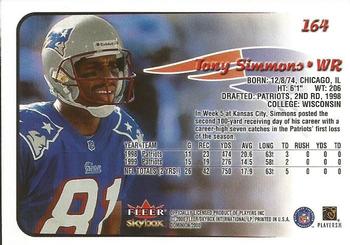 2000 SkyBox Dominion #164 Tony Simmons Back