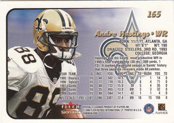 2000 SkyBox Dominion #165 Andre Hastings Back