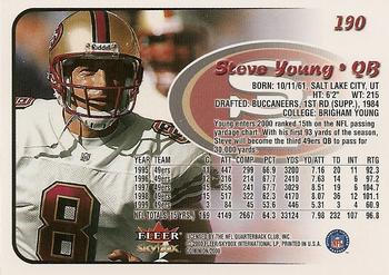 2000 SkyBox Dominion #190 Steve Young Back