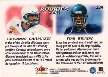 2000 SkyBox Dominion #234 Giovanni Carmazzi / Tom Brady Back
